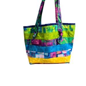 Handmade tote with vibrant multicolors